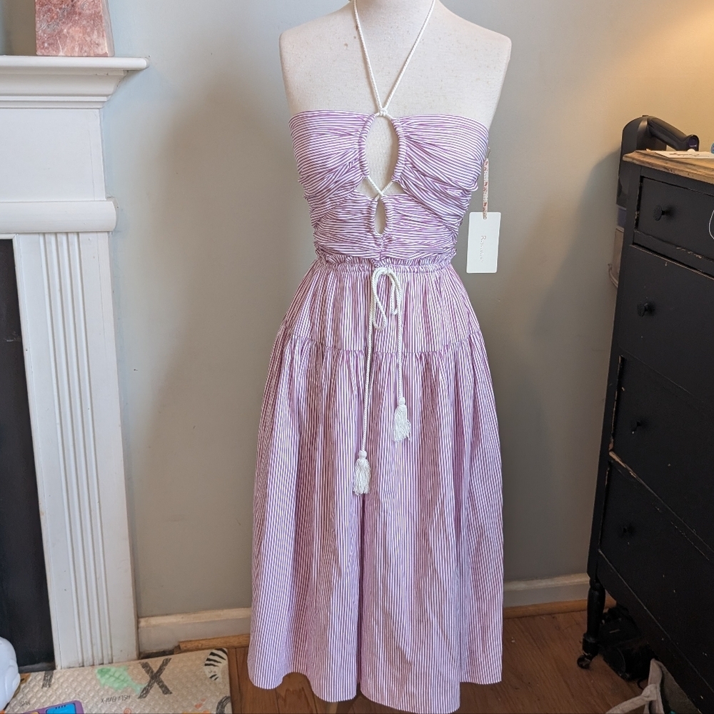 Elegant Strapless Purple Dress